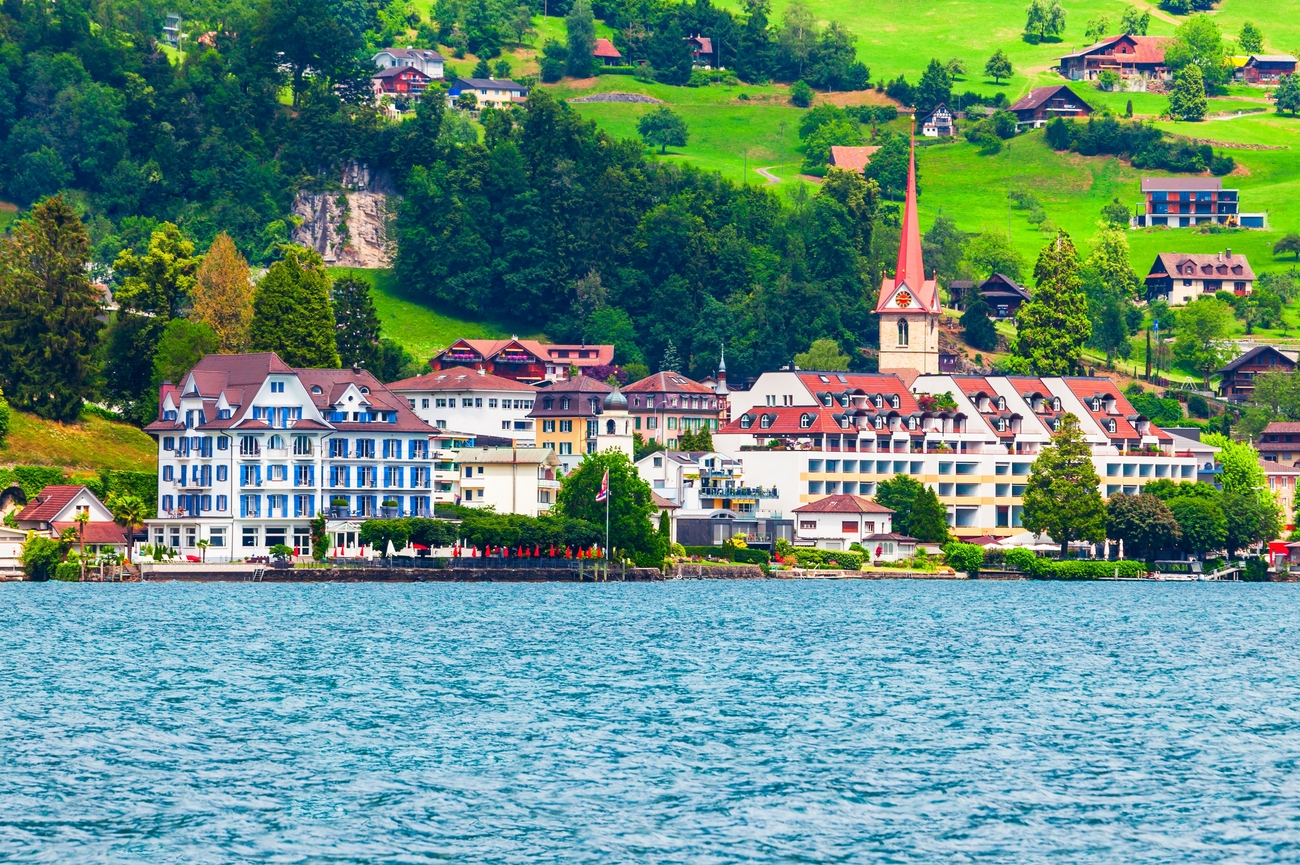Weggis,Panoramic,View.,Weggis,Is,A,Town,On,The,Northern