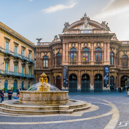 CATANIA, ITALY, APRIL 28, 2017: View of the teatro Massimo Bellini in Catania, Sicily, Italy